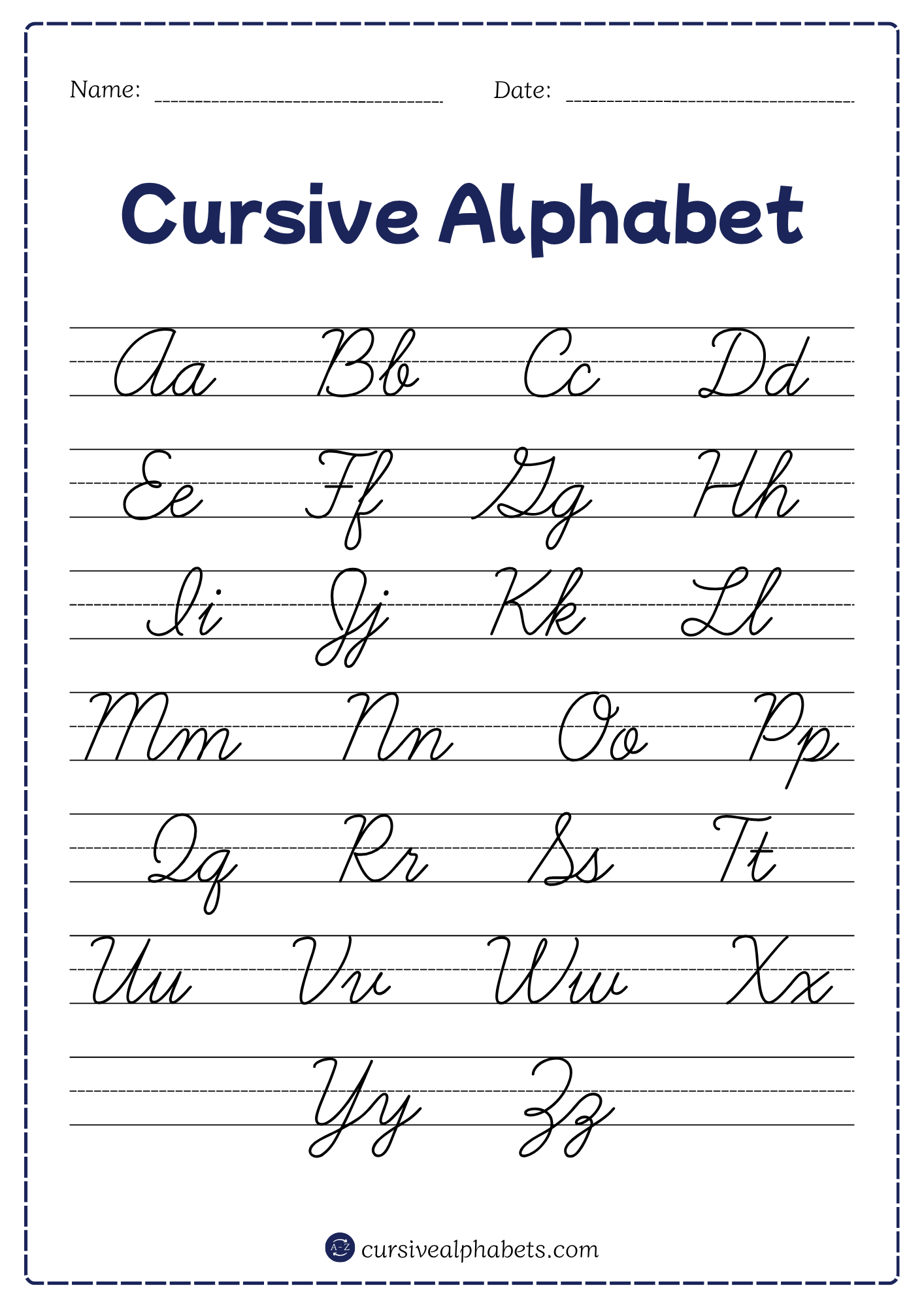 Cursive Alphabet A to Z Worksheet
